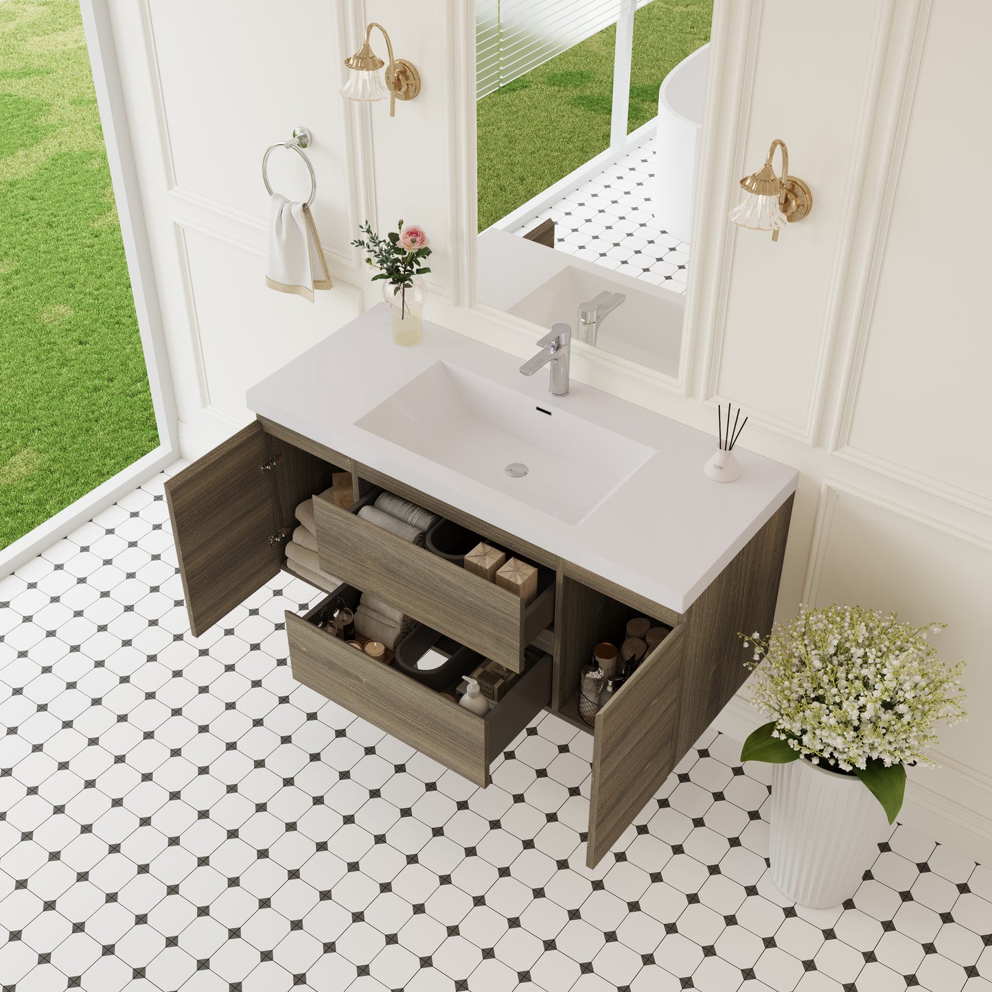 48" Angela - Floating Bathroom Vanity Ash Grey