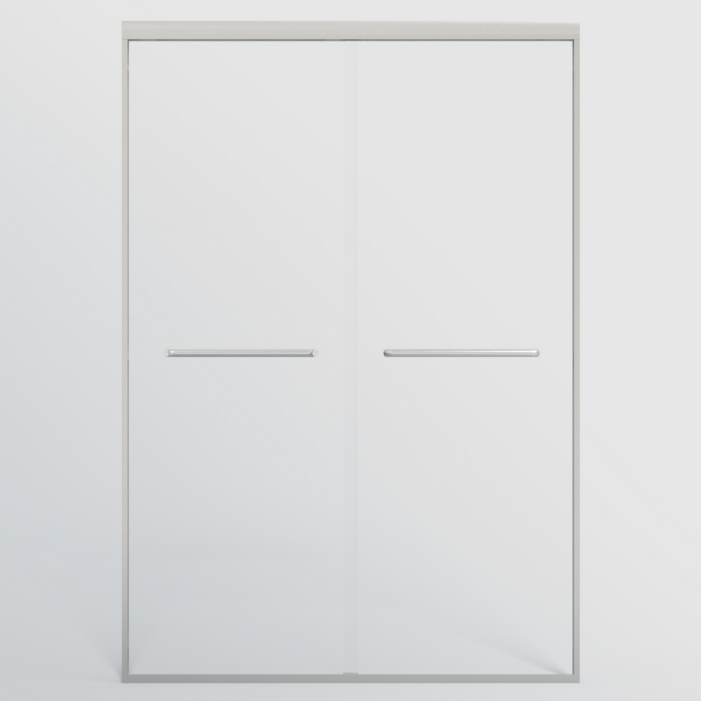 44–48" W x 72" H Double Sliding Semi-Frameless Shower Door, 1/4" Tempered Glass, Brushed Nickel