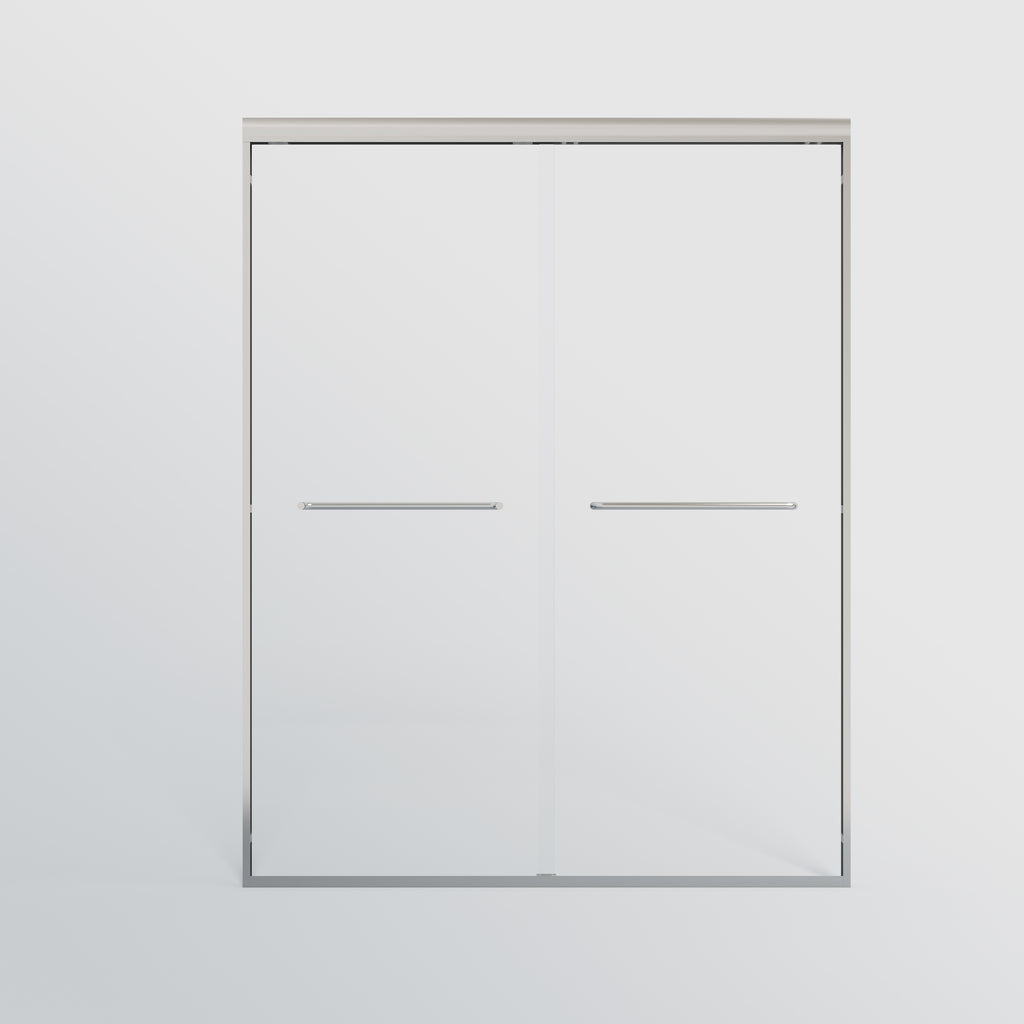 56–60 in. W x 72 in. H Semi-Frameless Double Sliding Shower Door, 1/4" Tempered Glass, Chrome