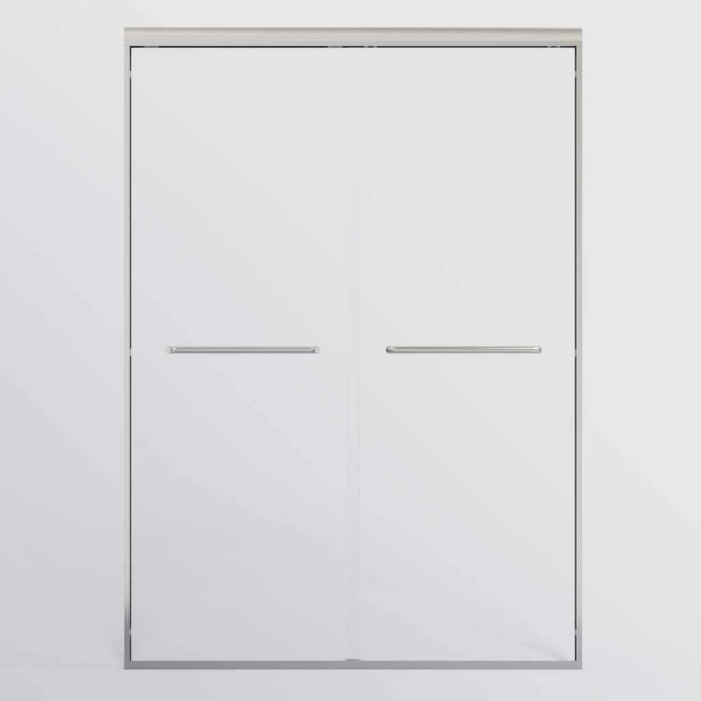 44–48" W x 72" H Double Sliding Shower Door, Semi-Frameless Bypass, 1/4" Tempered Glass, Chrome