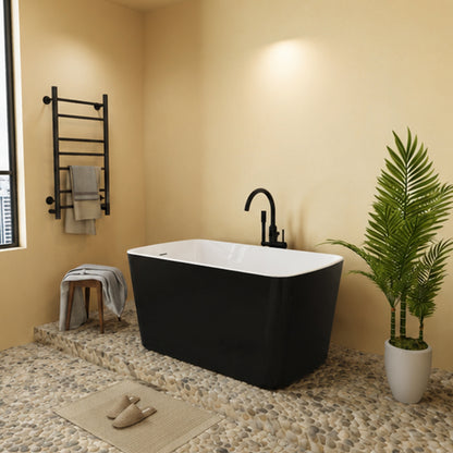 49" Acrylic Freestanding Japanese Soaking Bathtub, Glossy White/Black