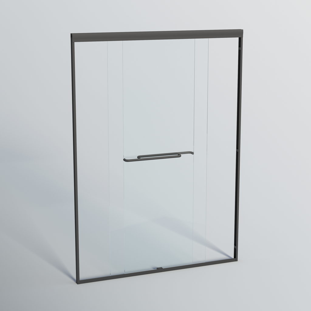 44–48" W x 72" H Double Sliding Shower Door, Semi-Frameless Bypass, 1/4" Tempered Glass, Matte Black