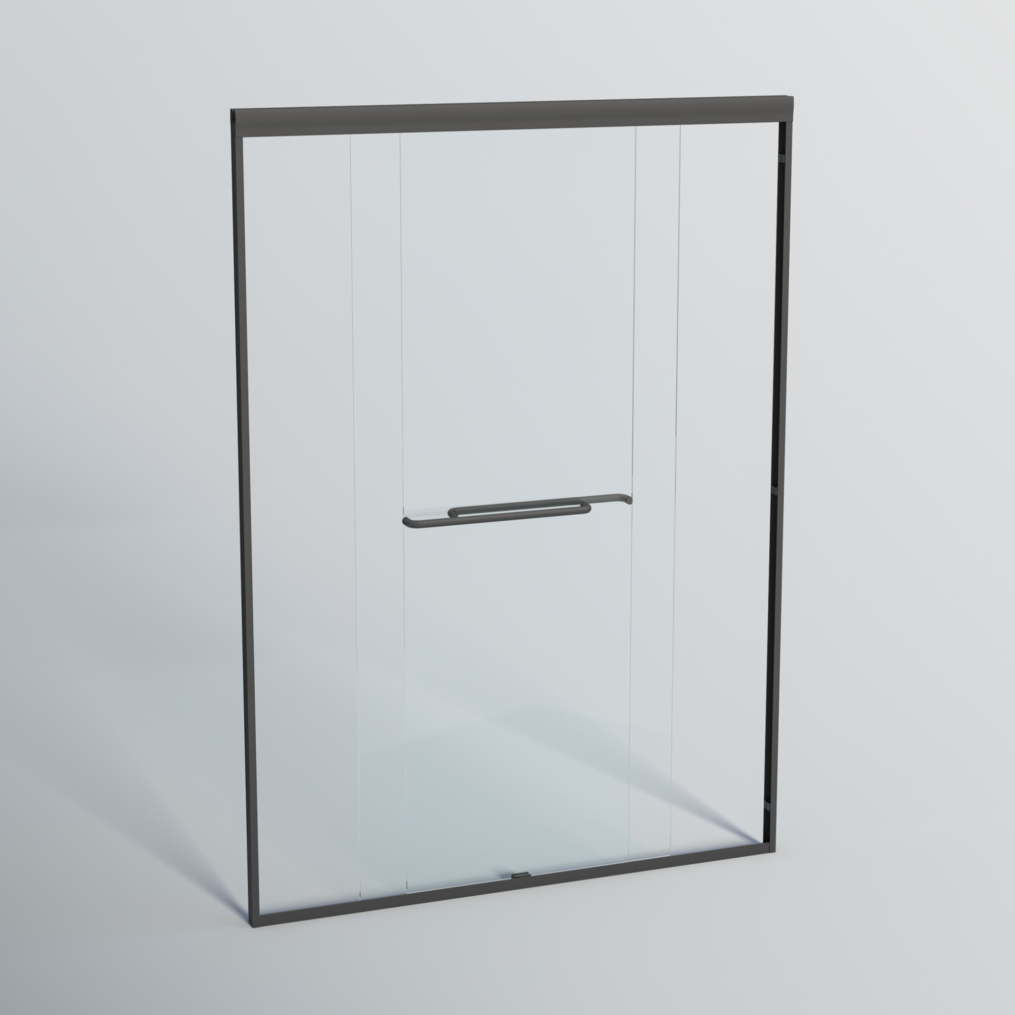 44–48" W x 72" H Double Sliding Shower Door, Semi-Frameless Bypass, 1/4" Tempered Glass, Matte Black