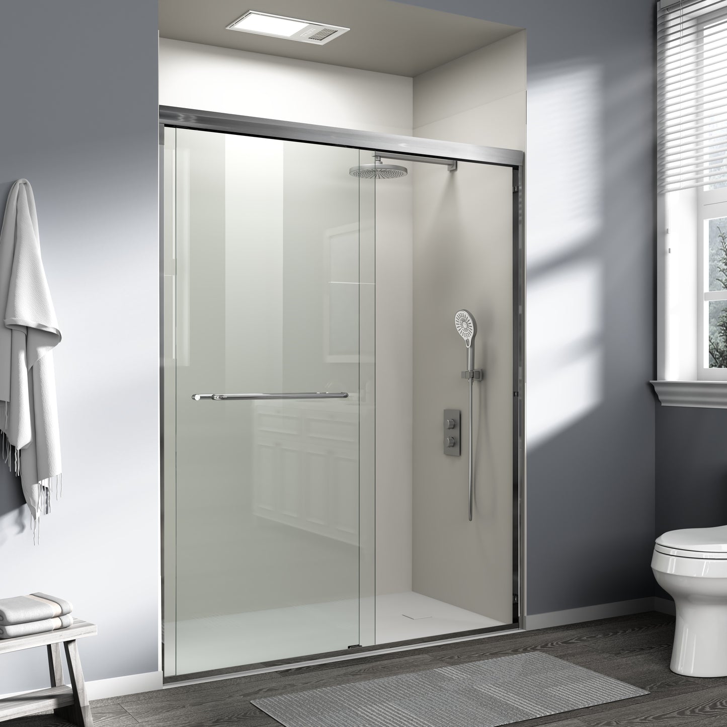 56" - 60" W x 72" H Semi-Frameless Double Sliding Shower Door, D03-60