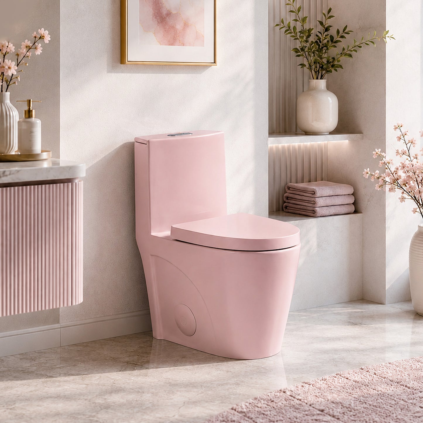One-Piece Toilet T01, Dual Flush 1.1/1.6 GPF Matte Rose