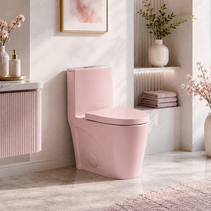 One-Piece Toilet T01, Dual Flush 1.1/1.6 GPF Matte Rose