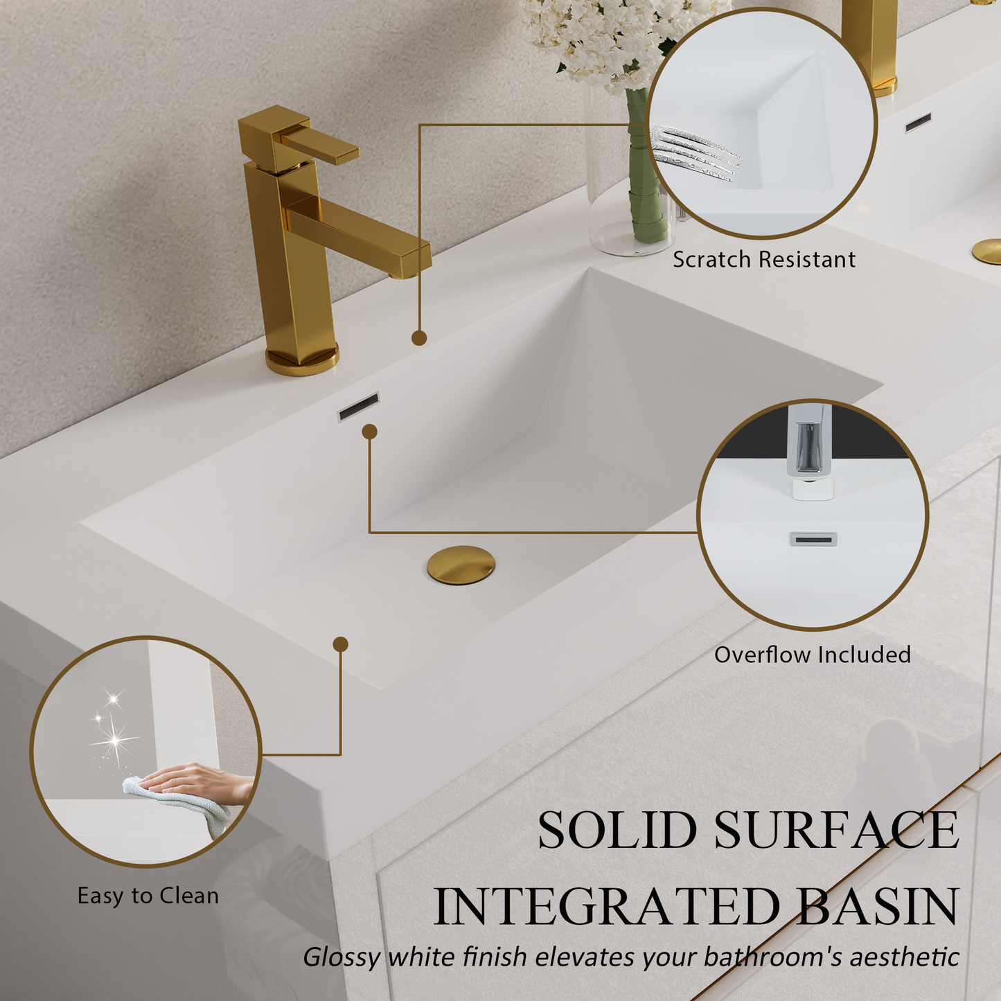 60" Aurelia - Freestanding Bathroom Vanity Glossy White