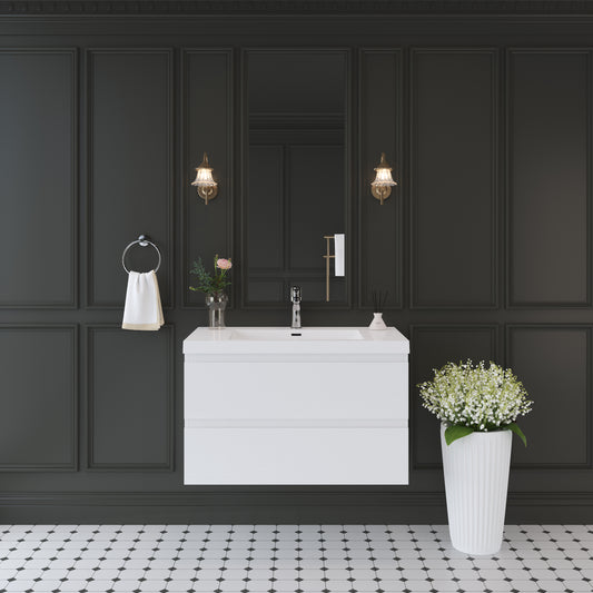 36" Angela - Floating Bathroom Vanity Glossy White
