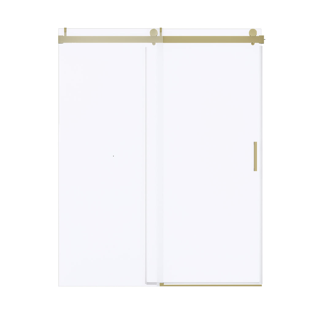 56–60" W x 76" H Frameless Soft-Closing Sliding Shower Door, 1/4" Tempered Glass, Gold