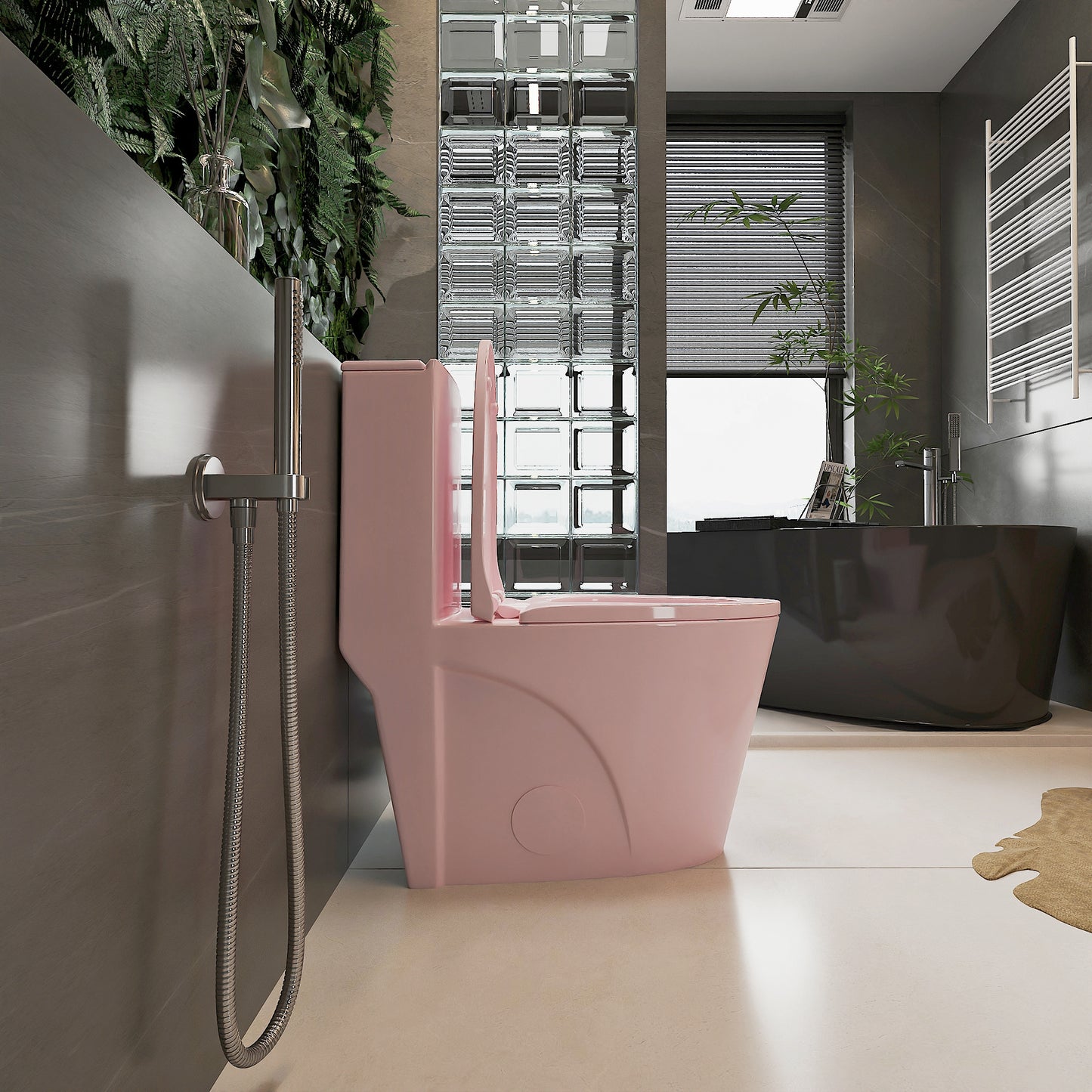 One-Piece Toilet T01, Dual Flush 1.1/1.6 GPF Matte Rose