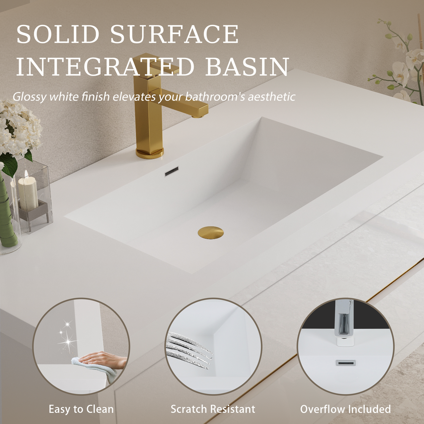 48" Aurelia - Floating Bathroom Vanity Glossy White