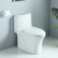 Ceramic One-Piece Toilet, Dual-Flush 1.1/1.6 GPF, Comfort Height Elongated Bowl, Soft-Close Seat, Gloss White