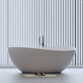 63" Freestanding Solid Surface Bathtub, Engineered Stone Resin Soaking Tub, Matte White