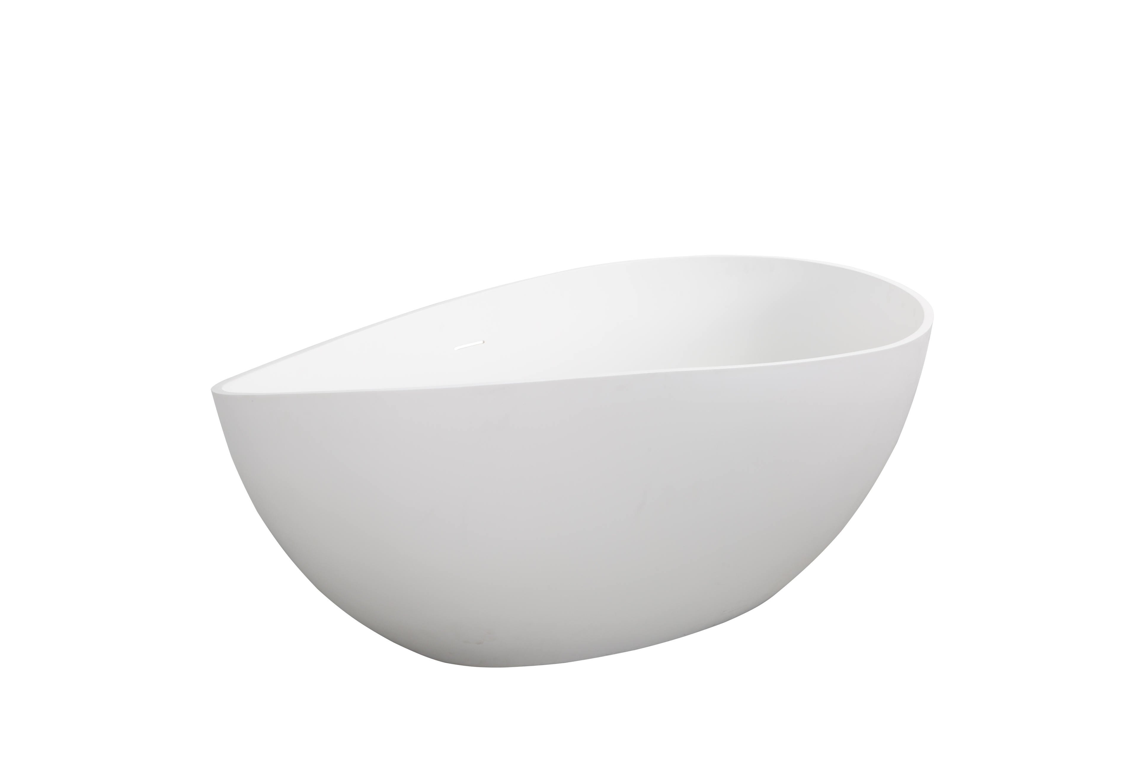 63" Freestanding Solid Surface Bathtub, Engineered Stone Resin Soaking Tub, Matte White