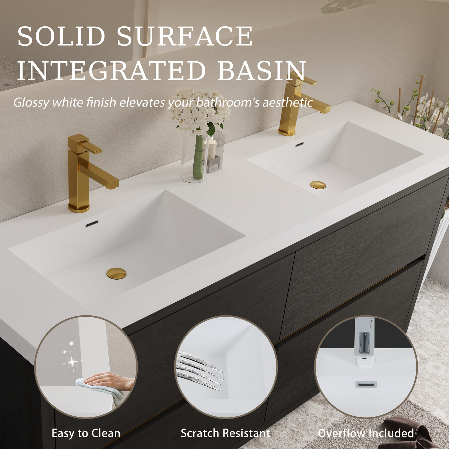 72" Aurelia - Freestanding Bathroom Vanity Espresso Wood