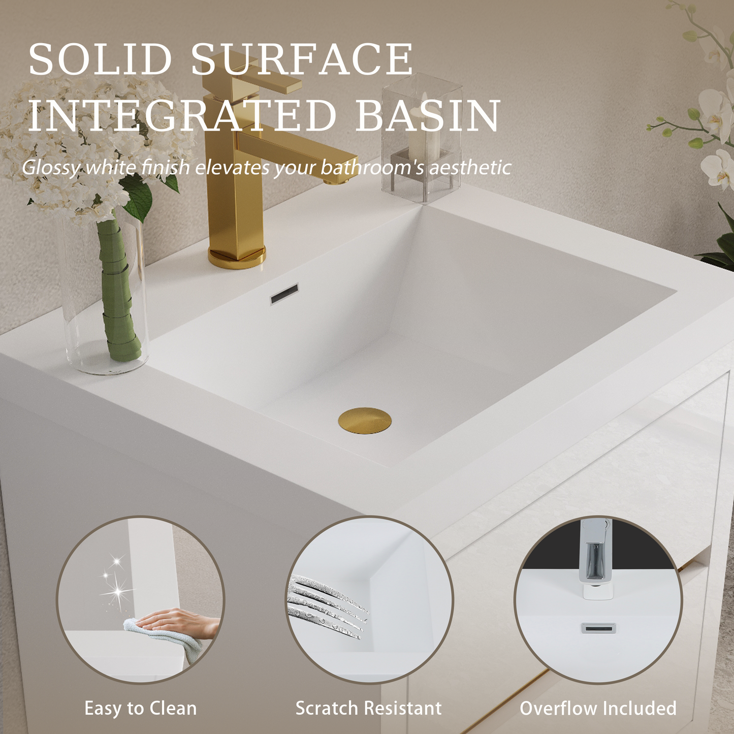 24" Aurelia - Floating Bathroom Vanity Glossy White