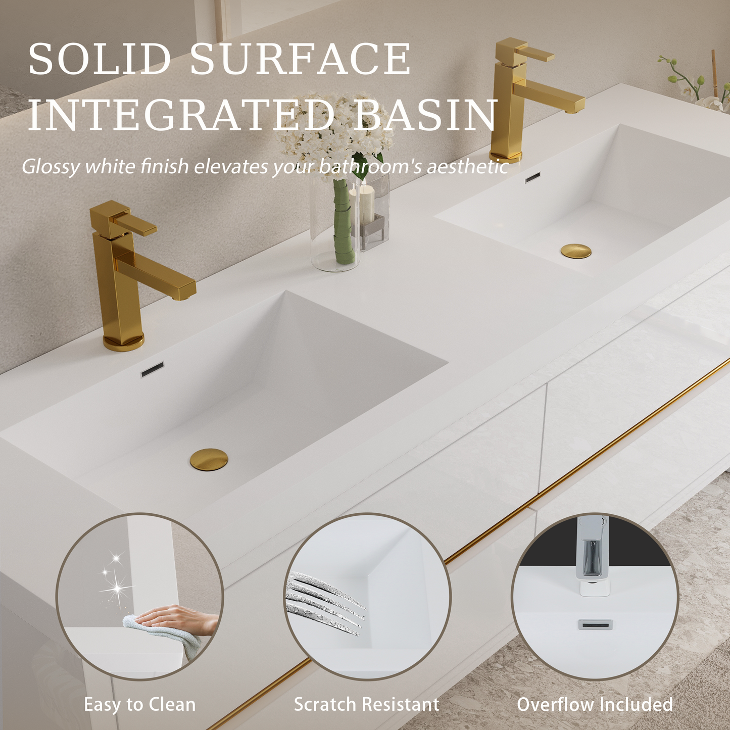 72" Aurelia - Floating Bathroom Vanity Glossy White