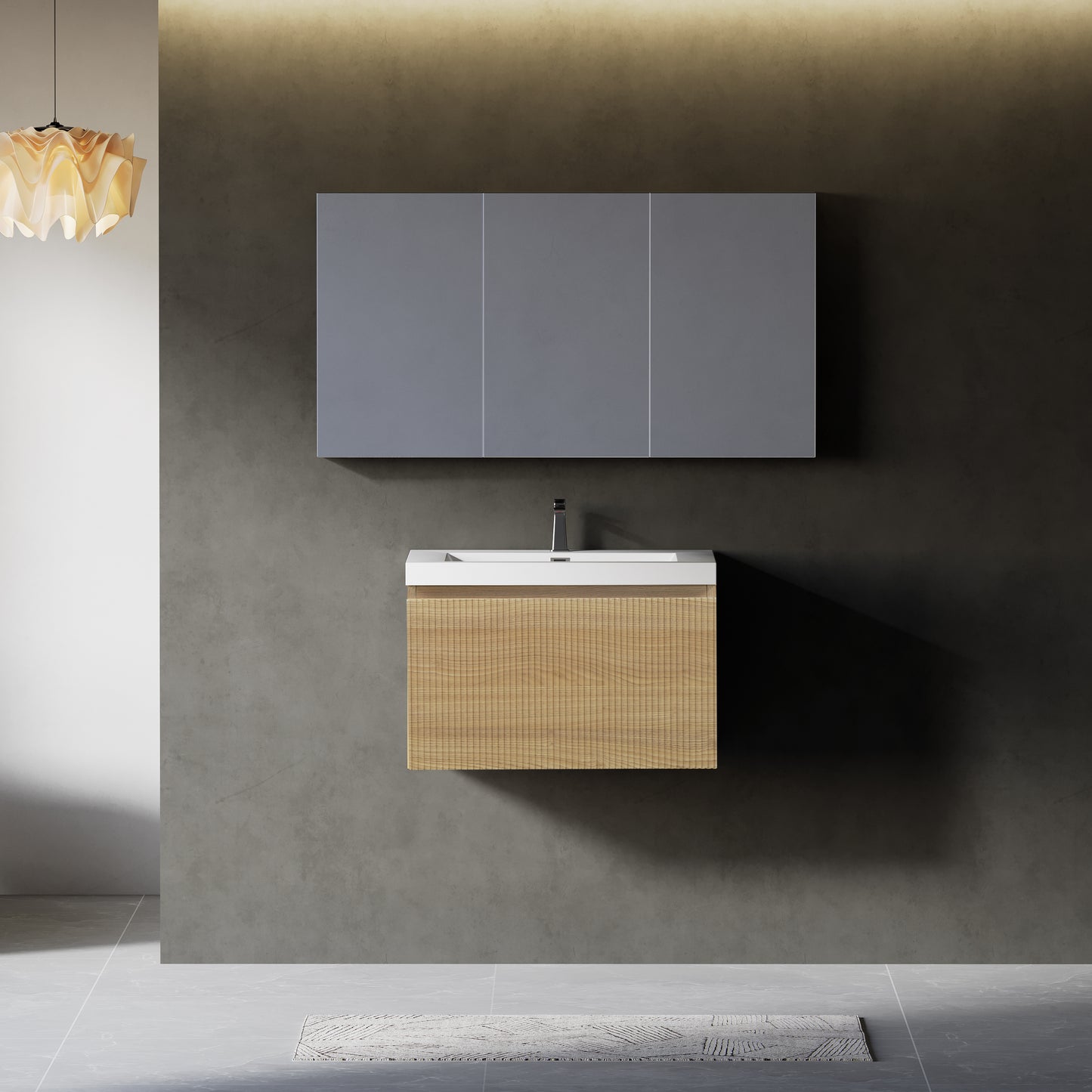24" Liner - Floating Bathroom Vanity Natural Oak