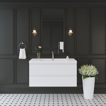 42" Angela - Floating Bathroom Vanity Glossy White V11-42GW