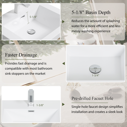 30" Aurelia - Floating Bathroom Vanity, Natural Oak V15-30NO