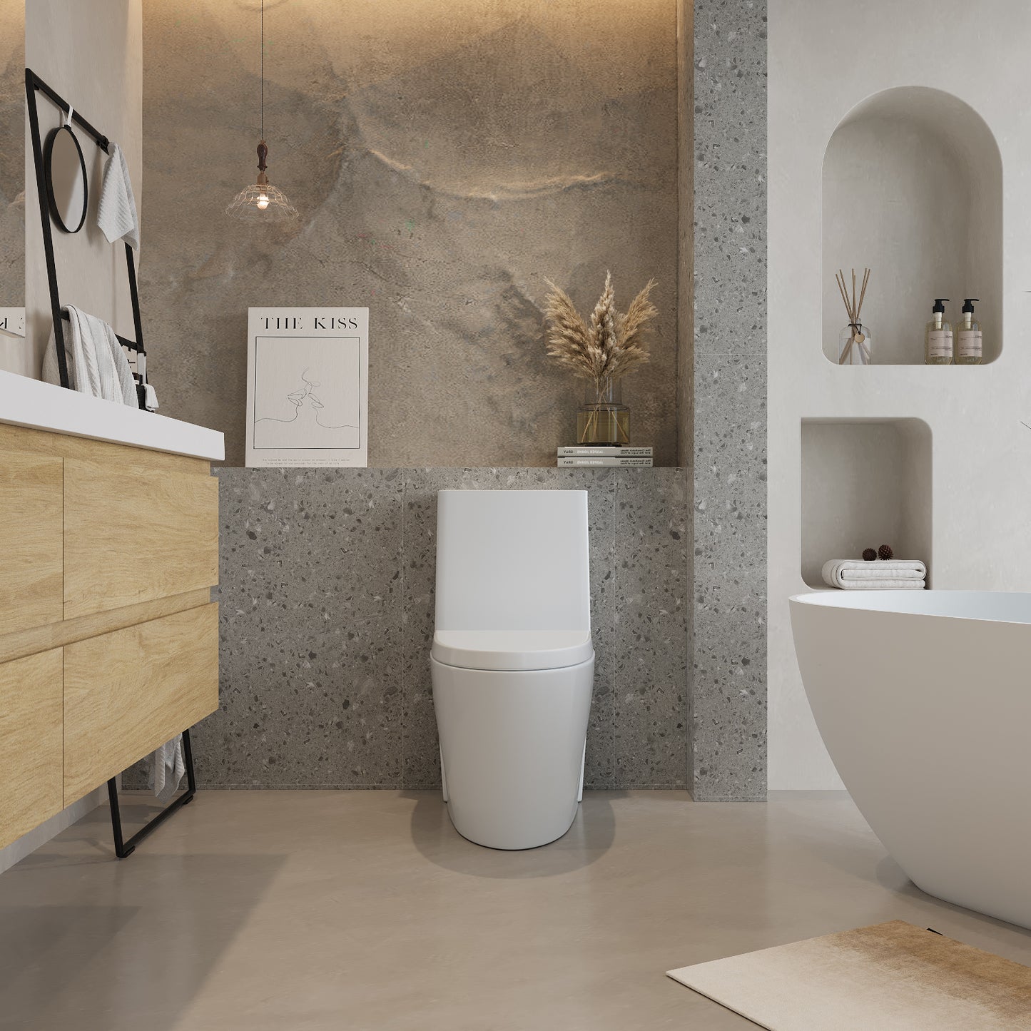 One-Piece Toilet T01, Dual Flush 1.1/1.6 GPF Glossy White