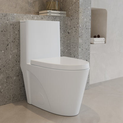 One-Piece Toilet T01, Dual Flush 1.1/1.6 GPF Glossy White