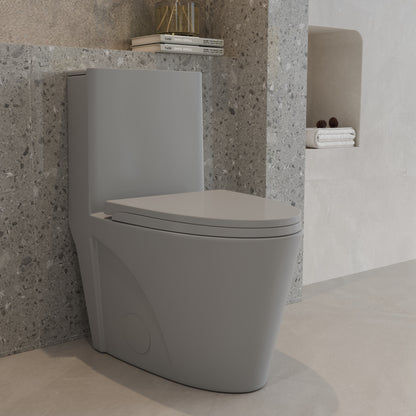 One-Piece Toilet T01, Dual Flush 1.1/1.6 GPF Light  Grey