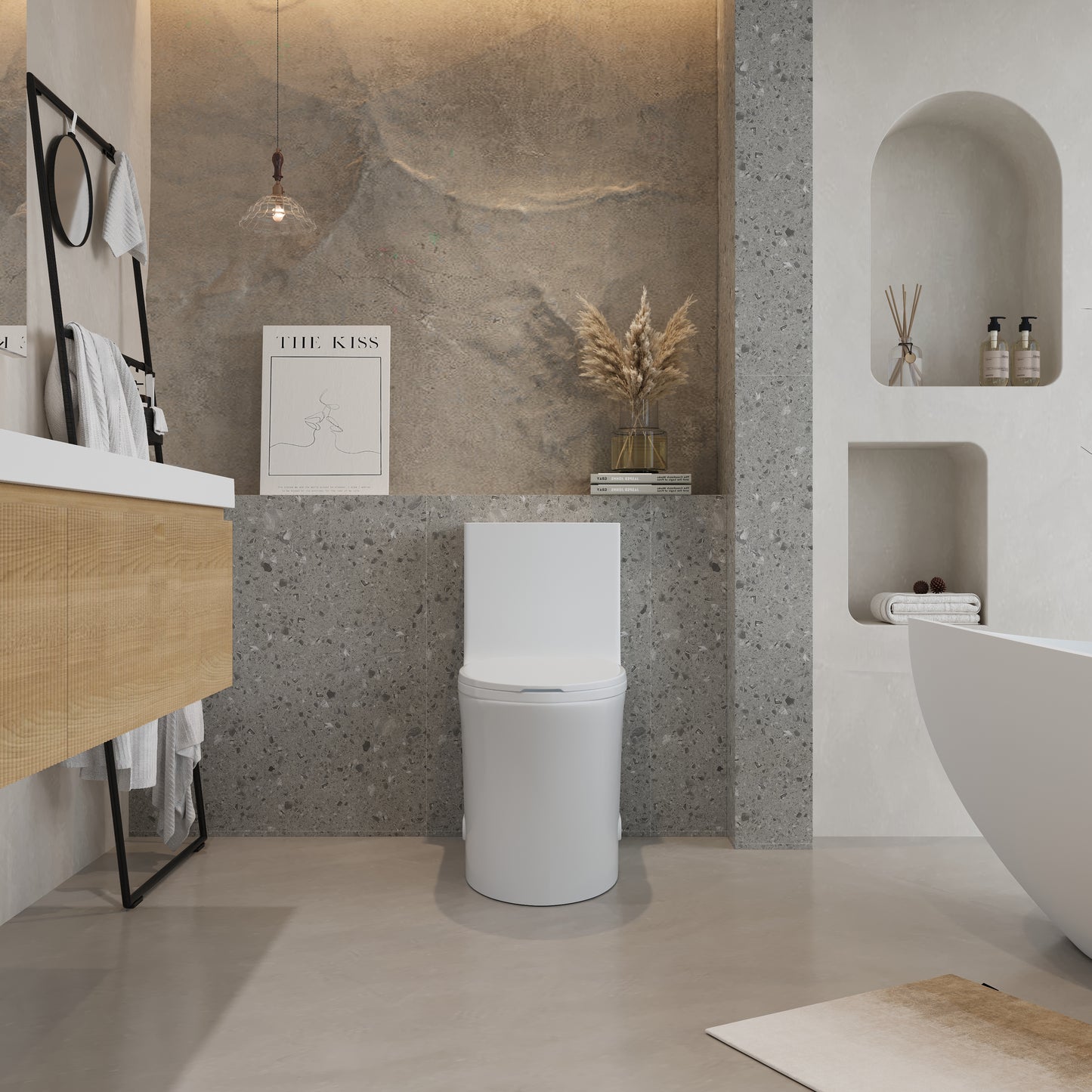 One-Piece Toilet T02, Dual Flush 1.1/1.6 GPF Glossy White