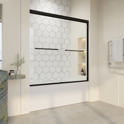 56" - 60" W x 58" H Semi-Frameless Double Sliding Tub Shower Door, D03-T60