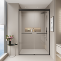 44–48" W x 72" H Double Sliding Shower Door, Semi-Frameless Bypass, 1/4" Tempered Glass, Matte Black