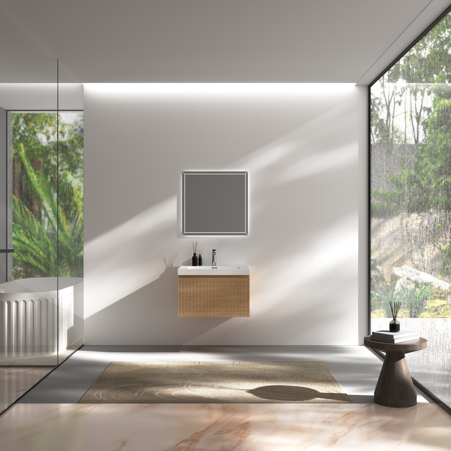 24" Liner - Floating Bathroom Vanity Natural Oak