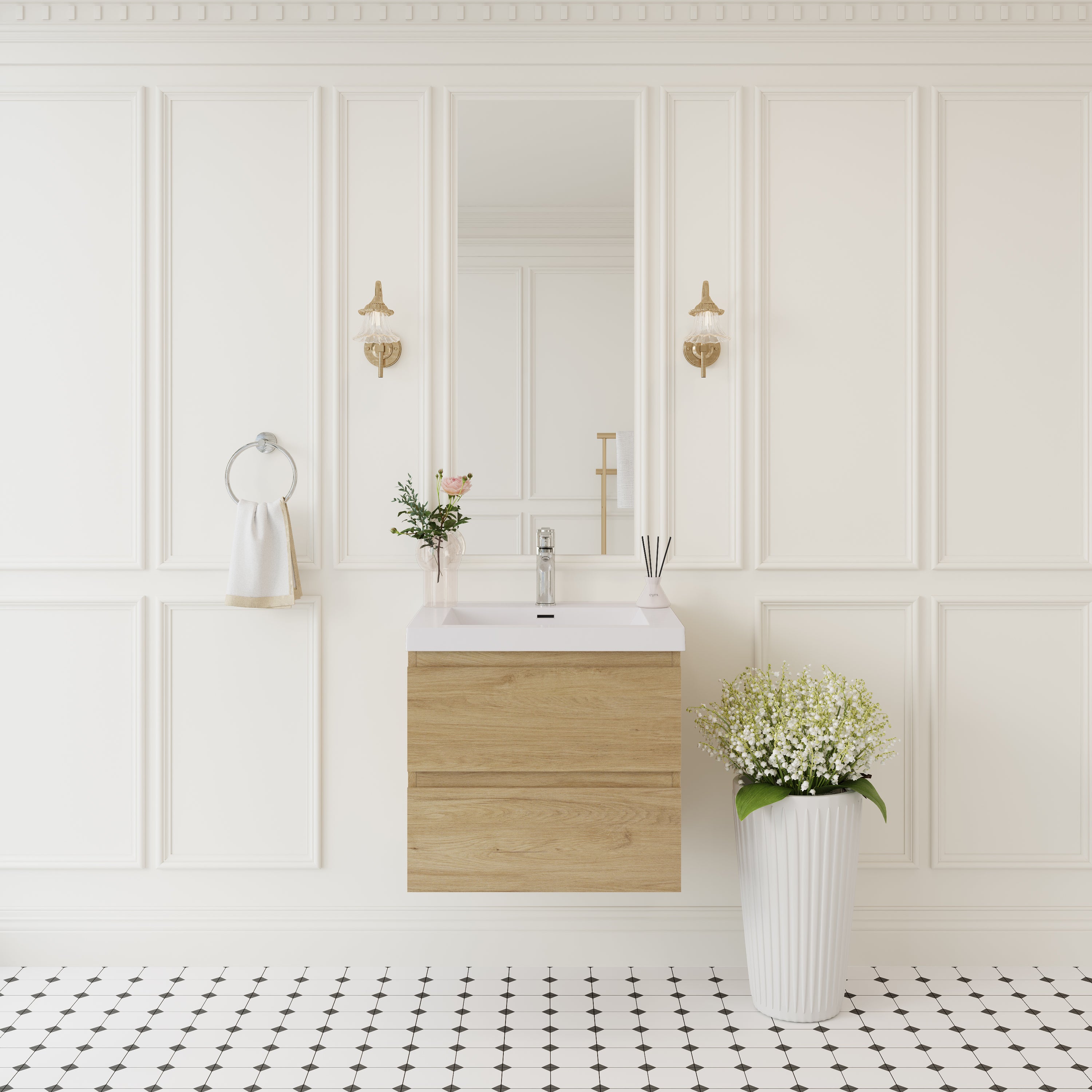 24" Angela - Floating Bathroom Vanity Natural Oak