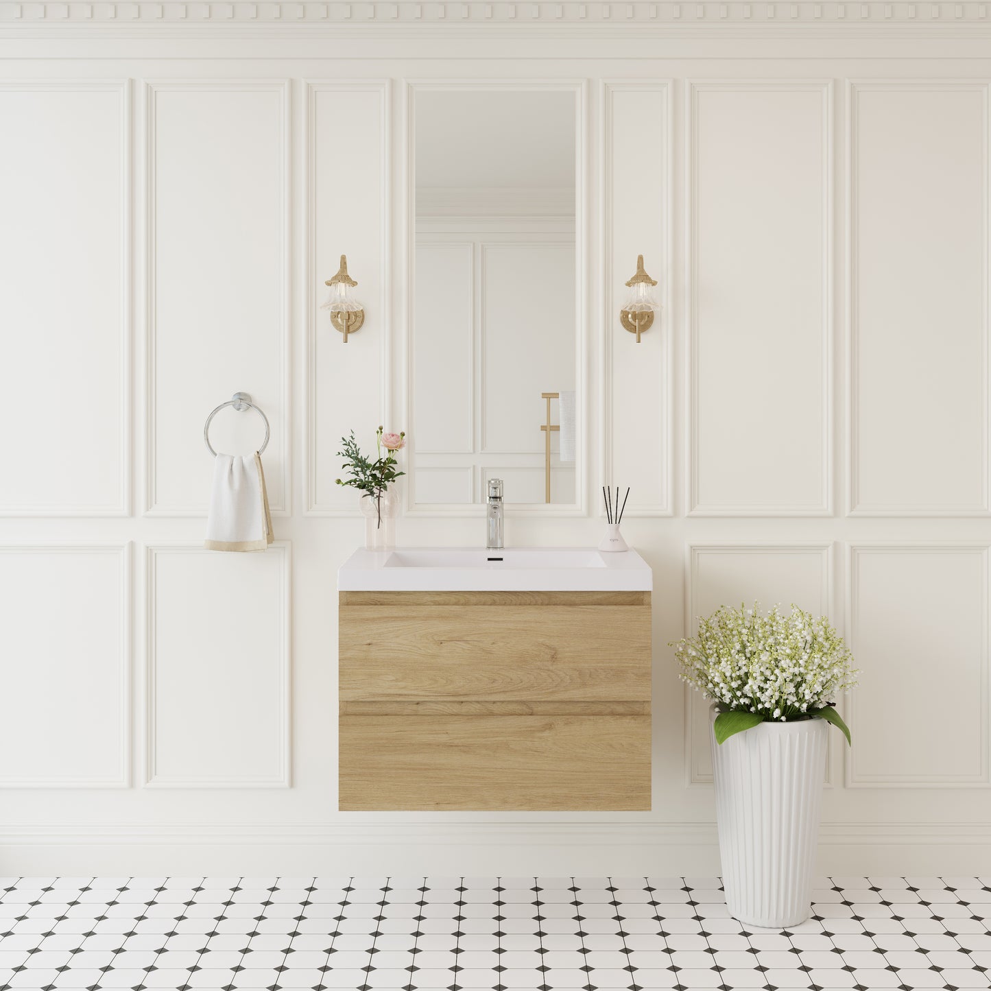 30" Angela - Floating Bathroom Vanity Natural Oak