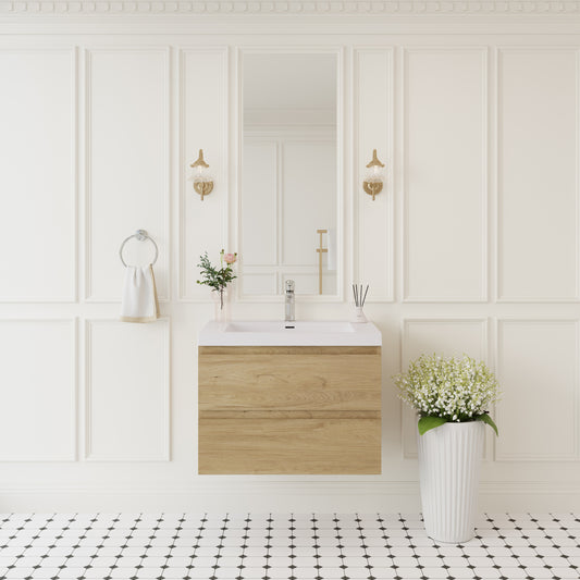 30" Angela - Floating Bathroom Vanity Natural Oak