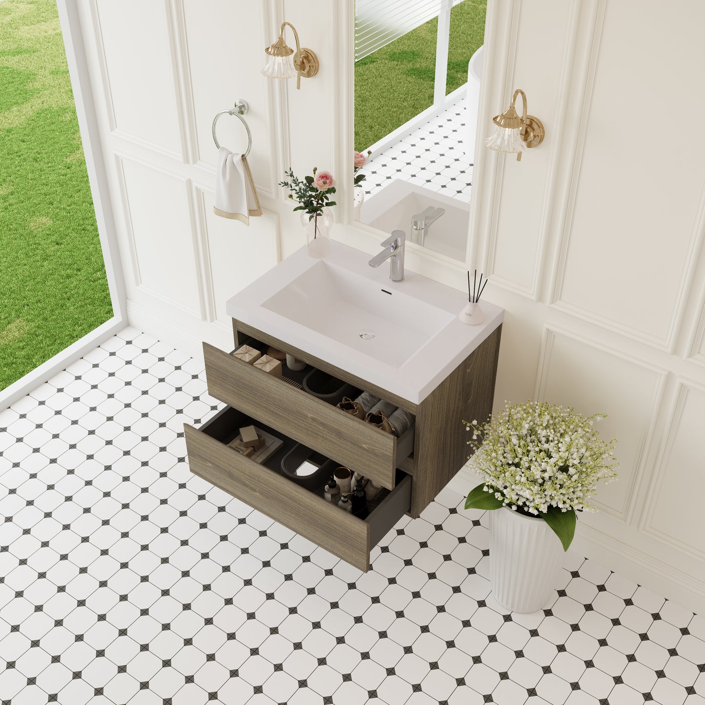 30" Angela - Floating Bathroom Vanity Ash Grey