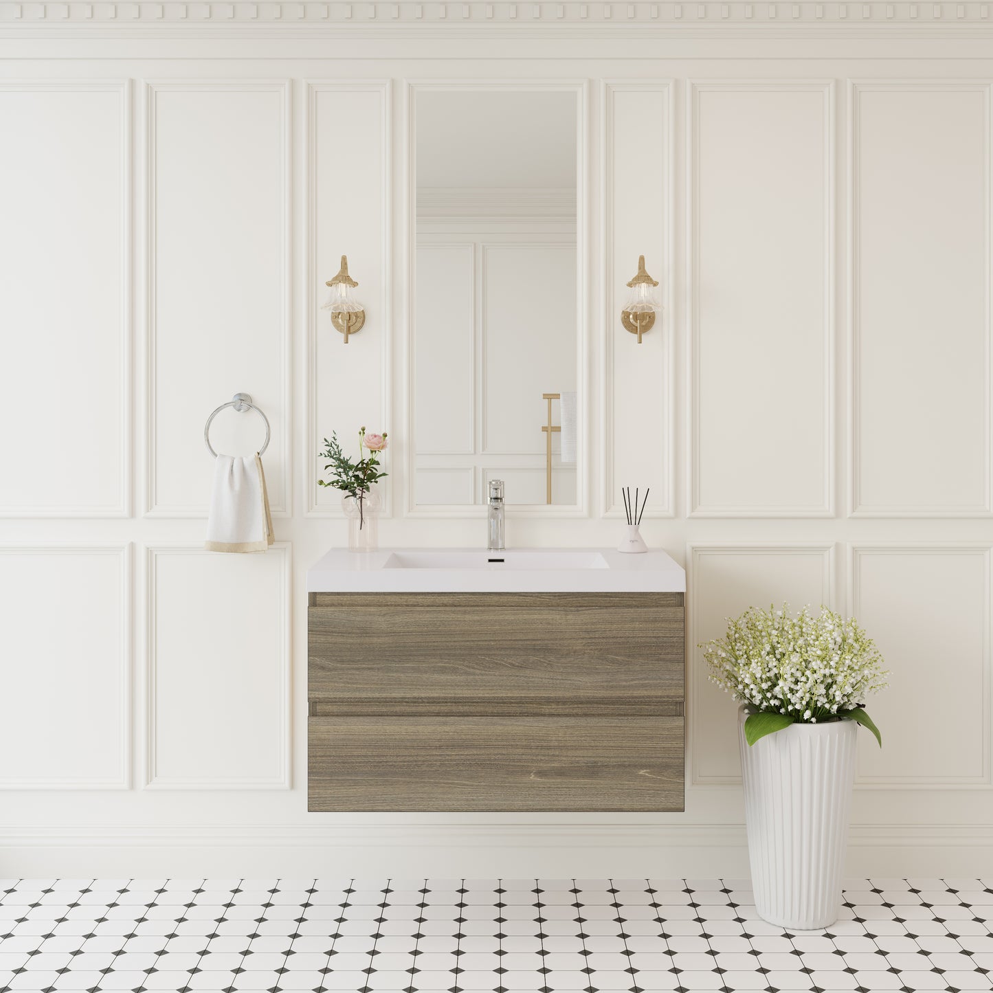 36" Angela - Floating Bathroom Vanity Ash Grey