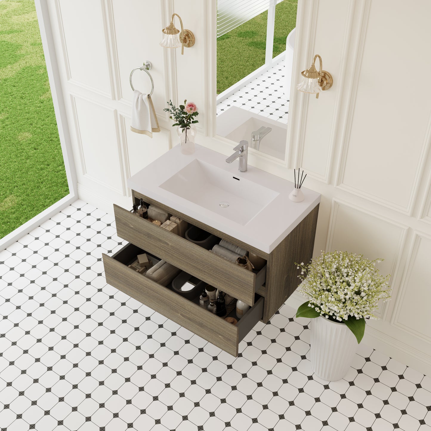 36" Angela - Floating Bathroom Vanity Ash Grey