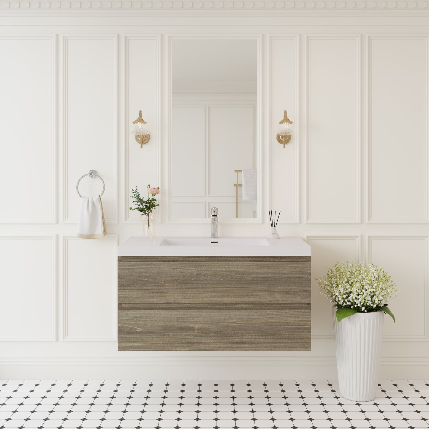 42" Angela - Floating Bathroom Vanity Ash Grey