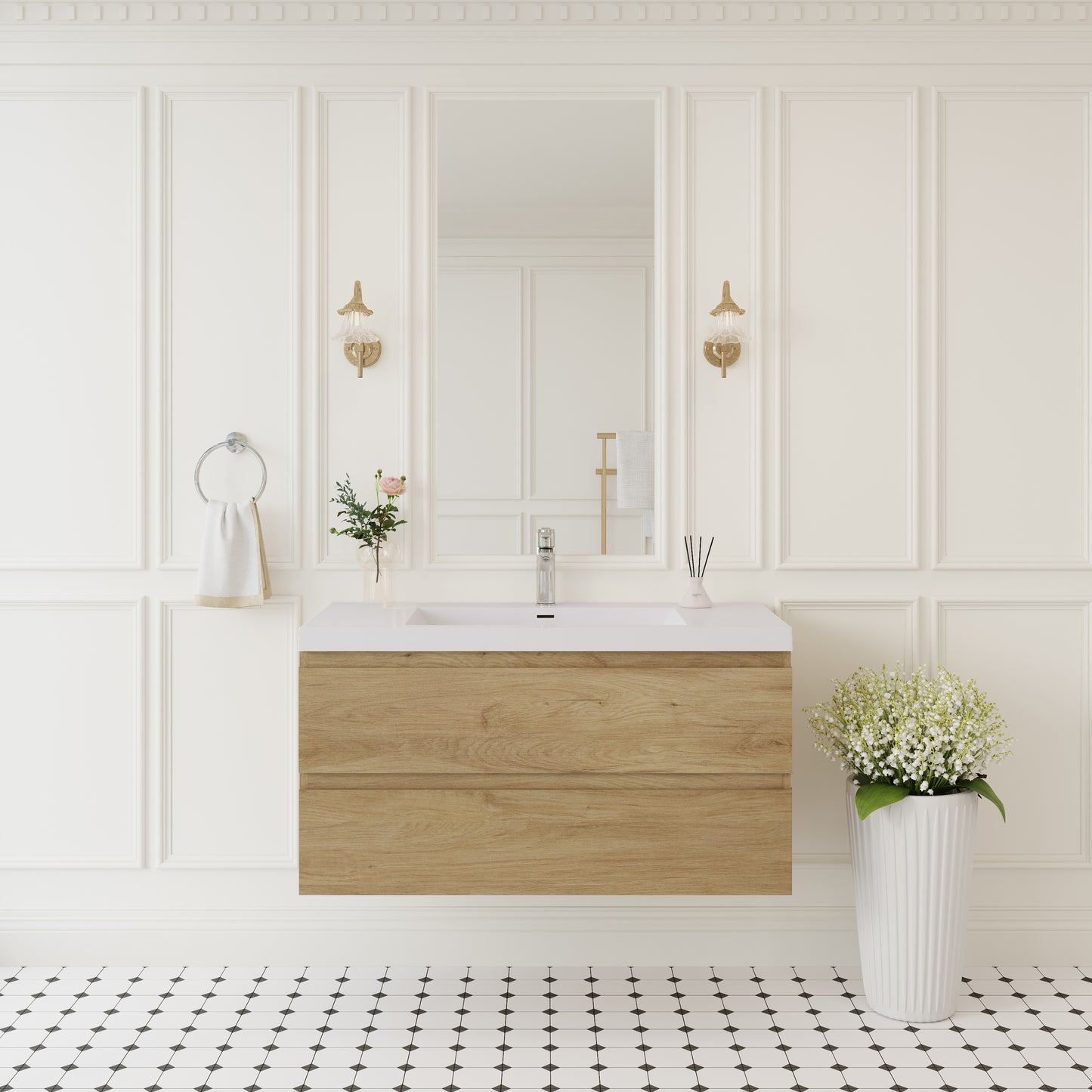 42" Angela - Floating Bathroom Vanity Ash Grey