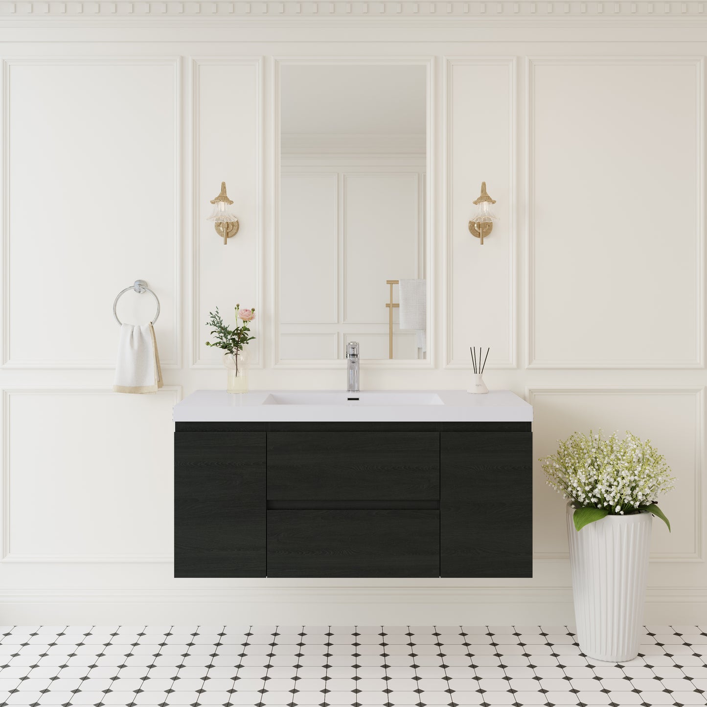 48" Angela - Floating Bathroom Vanity Espresso Wood