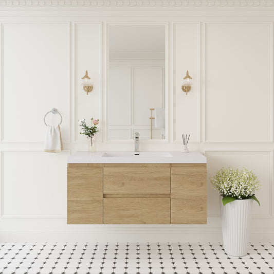 48" Angela - Floating Bathroom Vanity Natural Oak