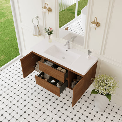 48" Angela - Floating Bathroom Vanity Honey Gold Walnut V11-48WN