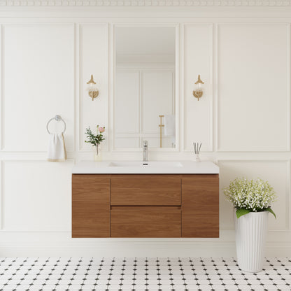 48" Angela - Floating Bathroom Vanity Honey Gold Walnut V11-48WN