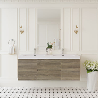 60" Angela - Floating Bathroom Vanity Double Sink Ash Grey V11-60DAG