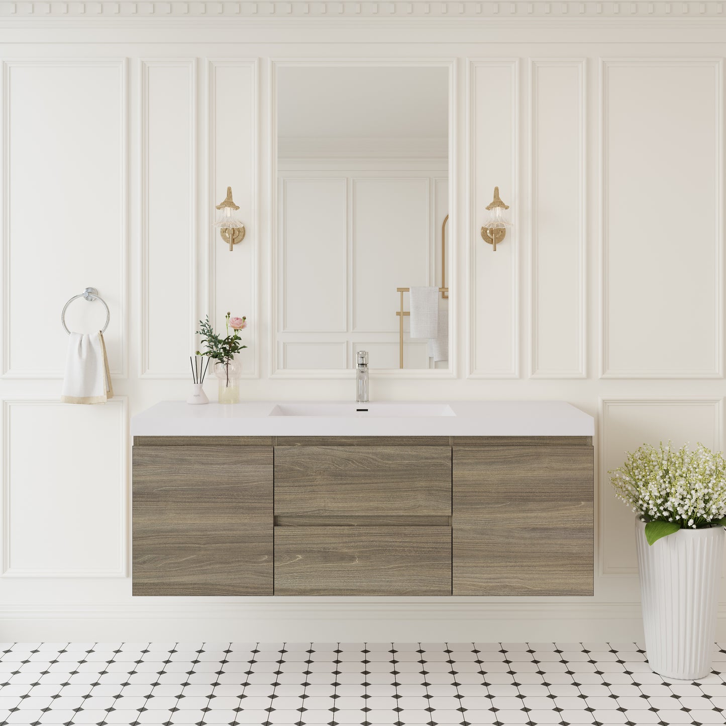 60" Angela - Floating Bathroom Vanity Single Sink Ash Grey