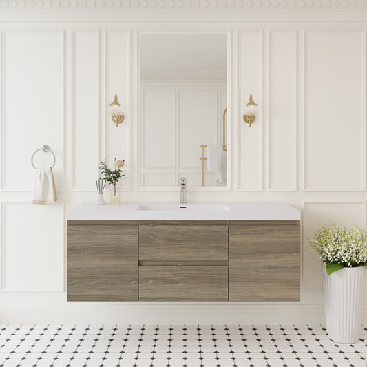 60" Angela - Floating Bathroom Vanity Single Sink Ash Grey