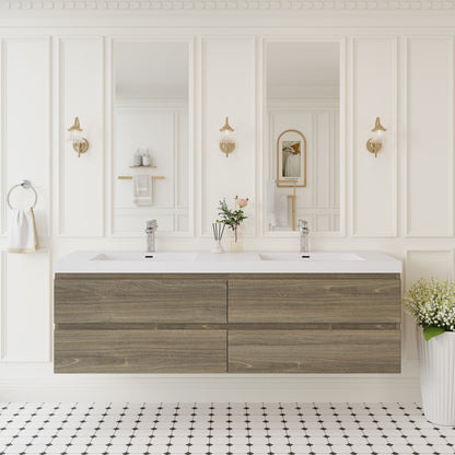 72" Angela - Floating Bathroom Vanity Double Sink Ash Grey V11-72AG
