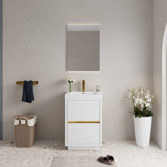 24" Aurelia - Freestanding Bathroom Vanity Glossy White