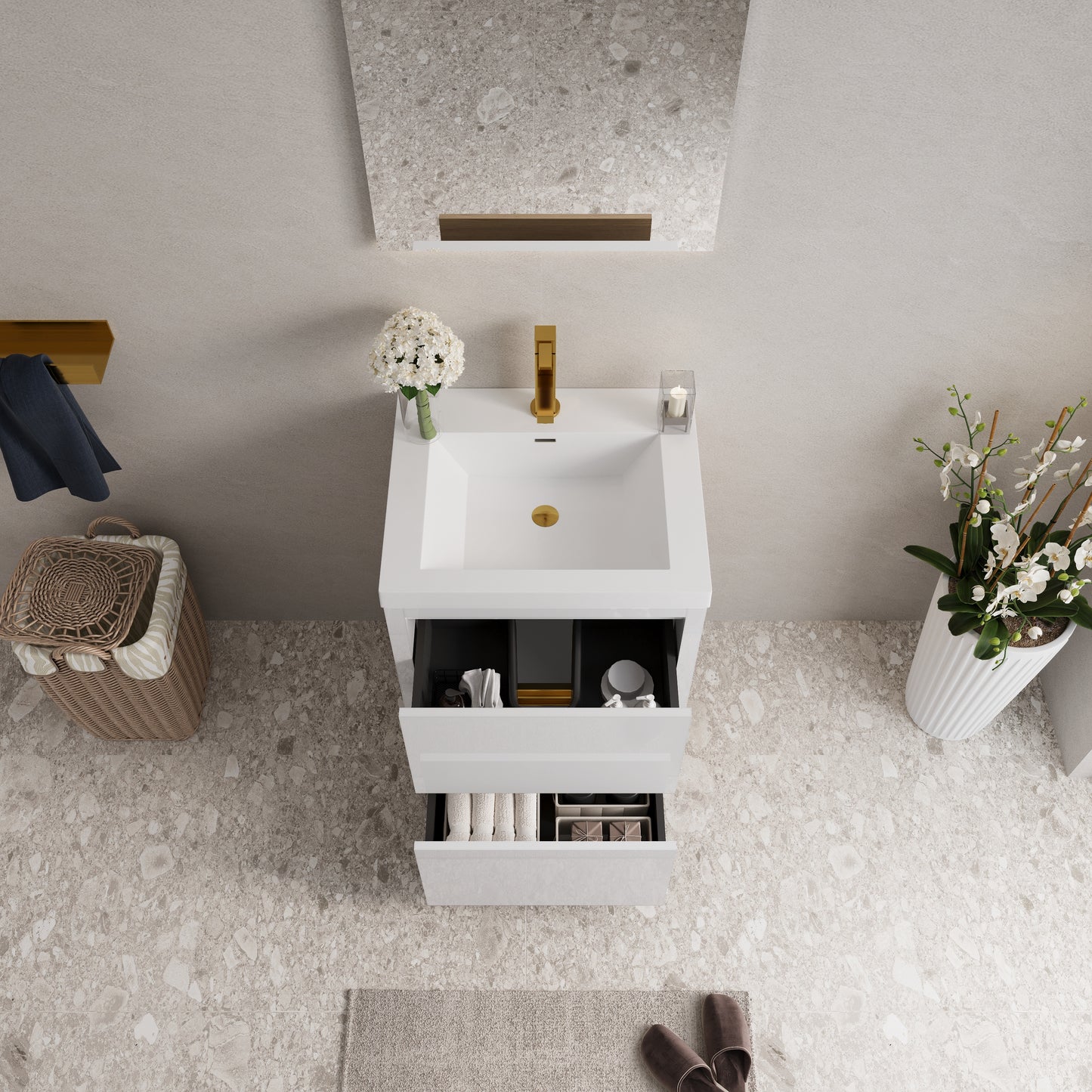 24" Aurelia - Freestanding Bathroom Vanity Glossy White
