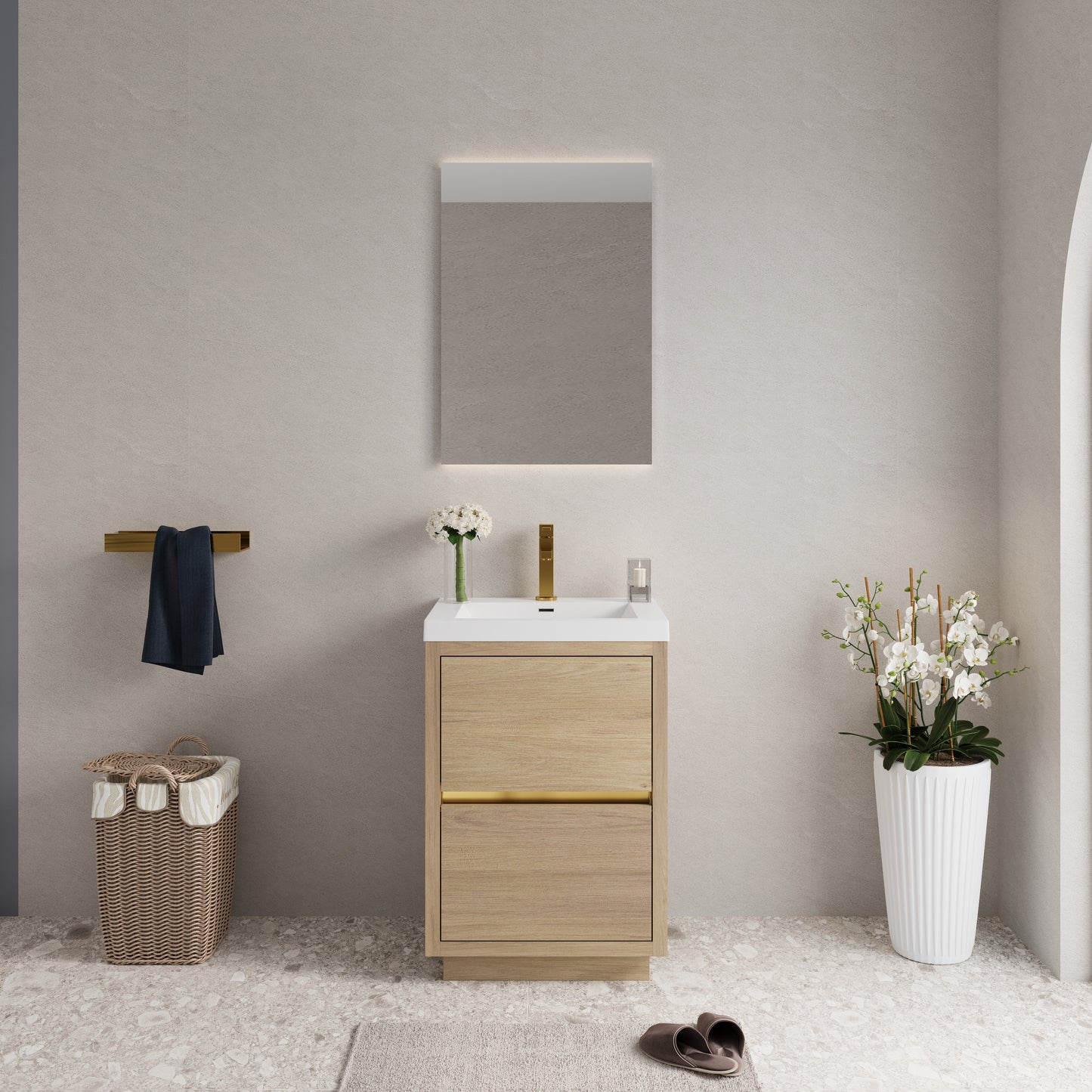 24" Aurelia - Freestanding Bathroom Vanity Natural Oak